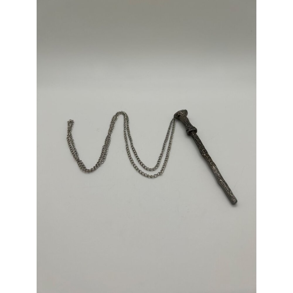 Wizard Magic Wand Necklace Pendant Silvertone Goth Fantasy Film Prop Costume - Picture 6 of 12